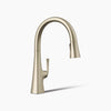 Kohler Pull-down kitchen sink faucet with three-function sprayhead