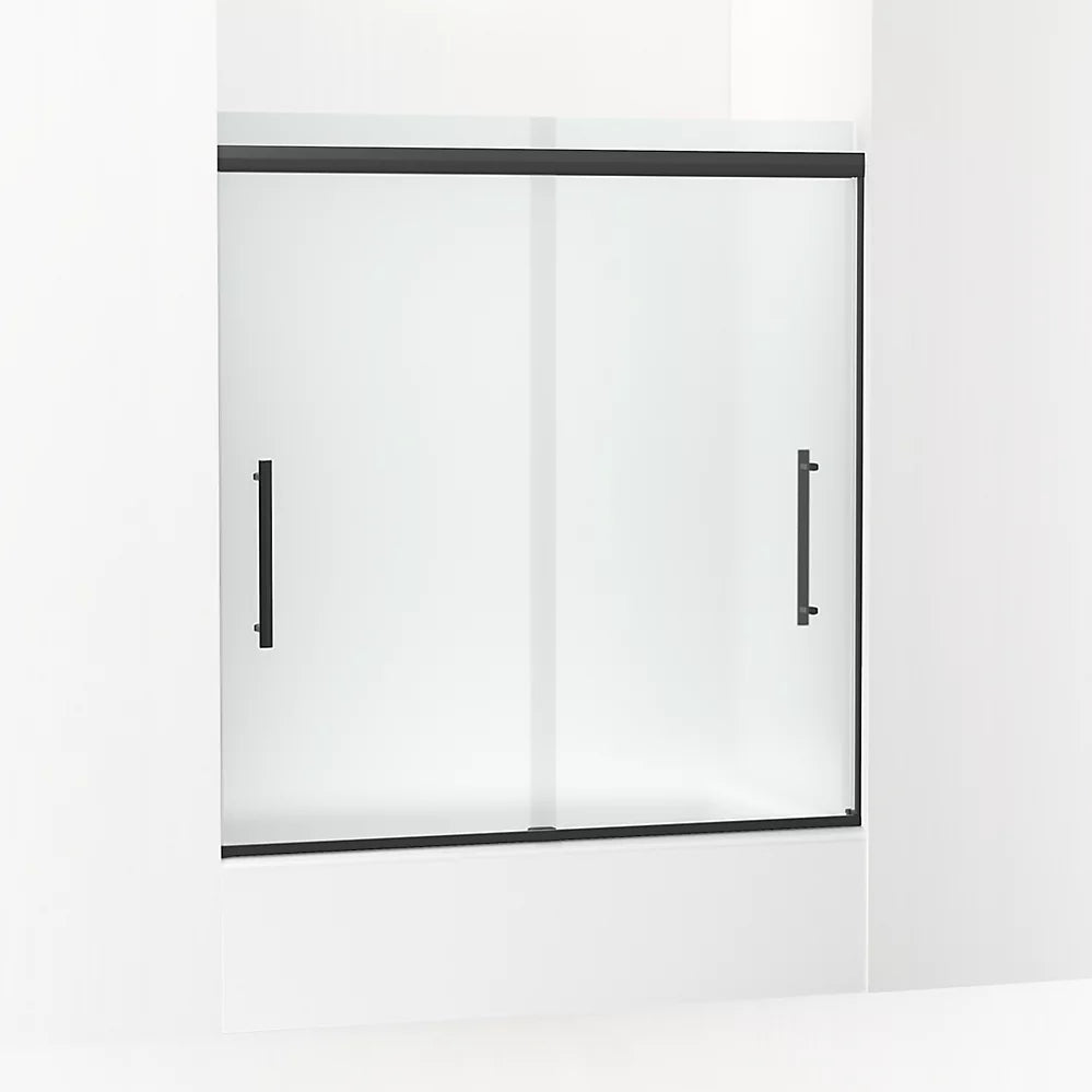 Kohler Frameless sliding bath door, 63-9/16" H x 54-5/8 - 59-5/8" W, with 5/16" thick Frosted glass