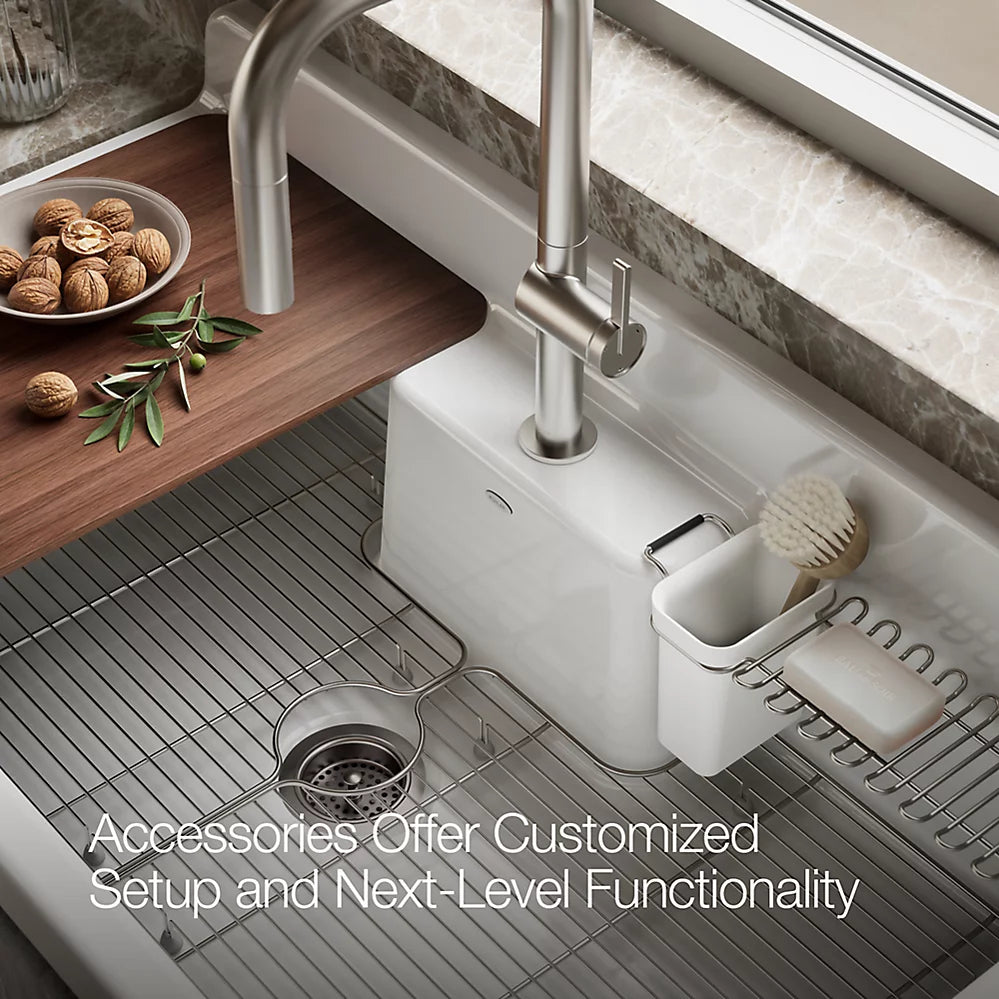 Kohler Farmstead® 45" top-/wall-mount single-bowl workstation farmhouse kitchen sink