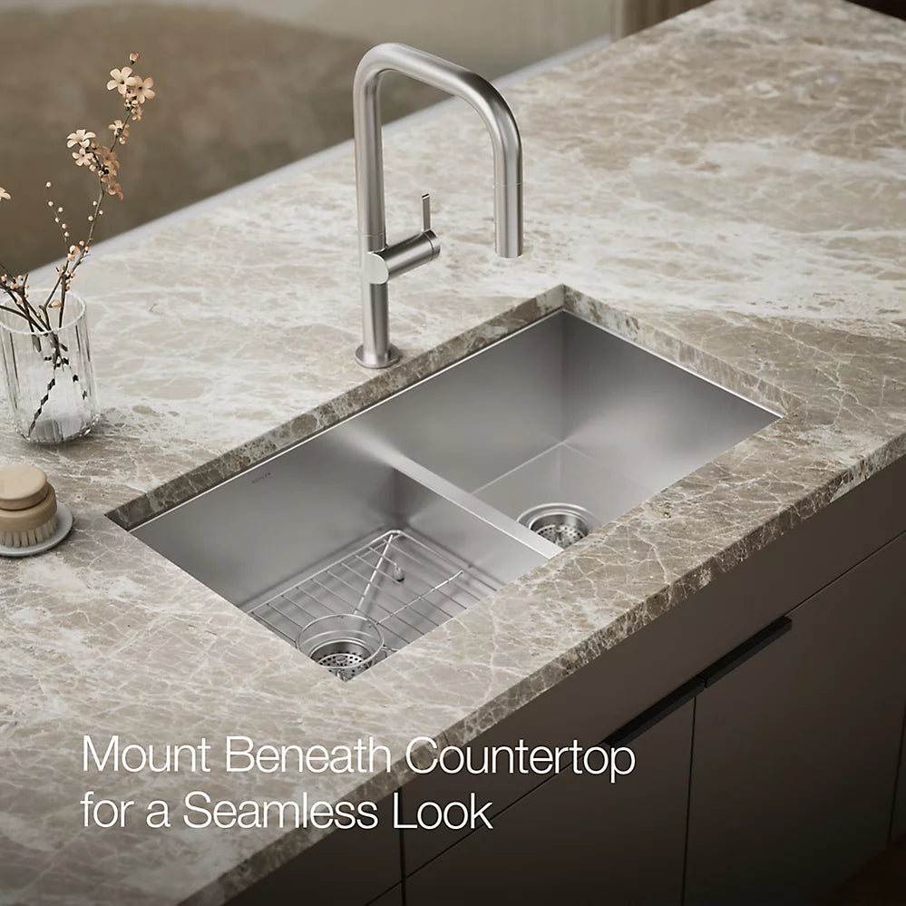 Kohler Vault™ Smart Divide® 33" top-/undermount double-bowl kitchen sink