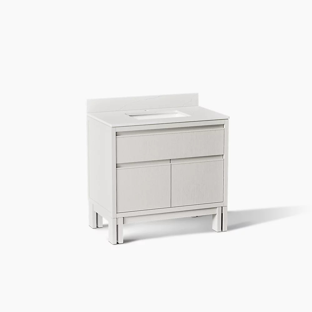 Kohler Solive Cabinet and Quartz Top 36-Inch Single-Sink Bathroom Vanity
