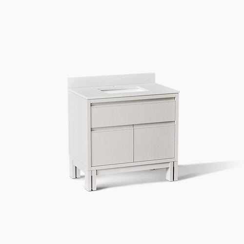 Kohler Solive Cabinet and Quartz Top 36-Inch Single-Sink Bathroom Vanity