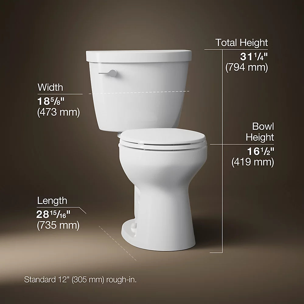 Kohler Two-piece round-front toilet, 1.6 gpf