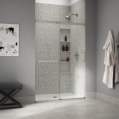 Kohler Sliding shower door, 75-1/2" H x 44-1/4 - 47-5/8" W, with heavy 5/16" thick Crystal Clear glass