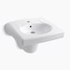 Kohler Wall-mount or concealed carrier arm mount commercial bathroom sink with single faucet hole and shroud, antimicrobial finish