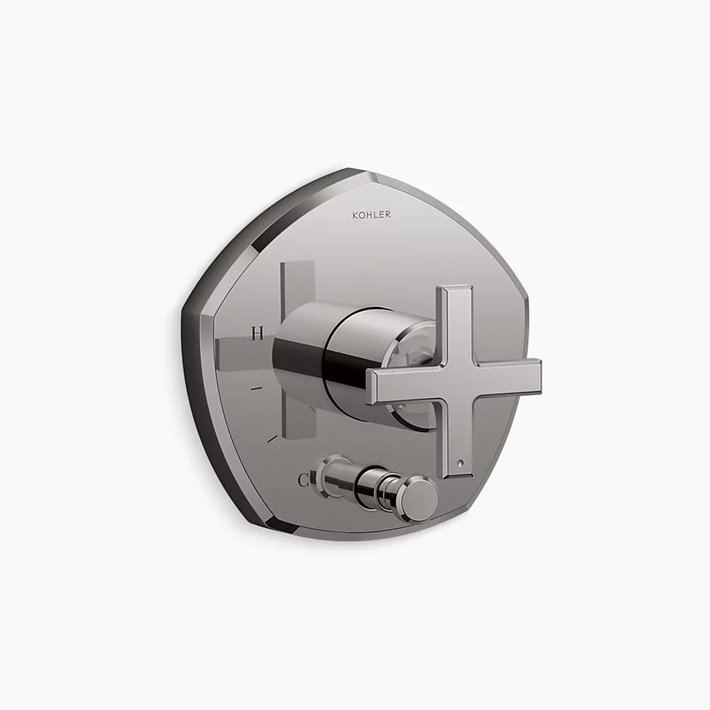 Kohler Rite-Temp® valve trim with push-button diverter and cross handle