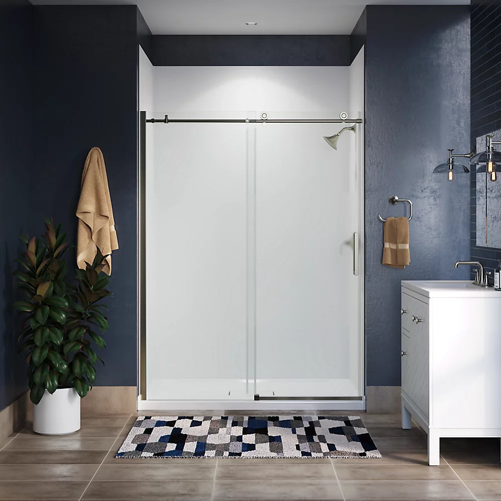 Kohler Sliding shower door, 78" H x 56-1/8 - 59-7/8" W, with 3/8" thick Crystal Clear glass