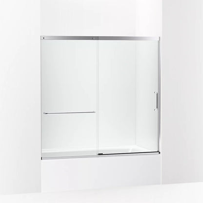 Kohler Sliding bath door, 56-3/4" H x 56-1/4 - 59-5/8" W with heavy 5/16" thick Crystal Clear glass