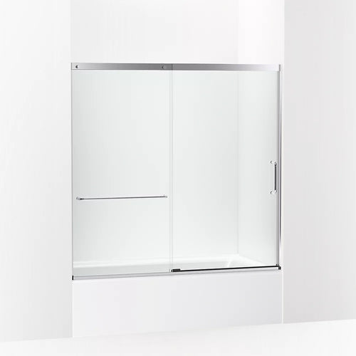 Kohler Sliding bath door, 56-3/4" H x 56-1/4 - 59-5/8" W with heavy 5/16" thick Crystal Clear glass