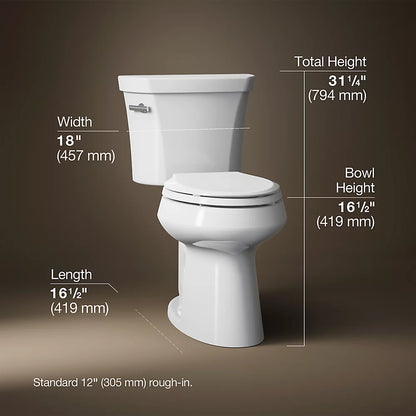 Kohler Two-piece elongated toilet, 1.0 gpf