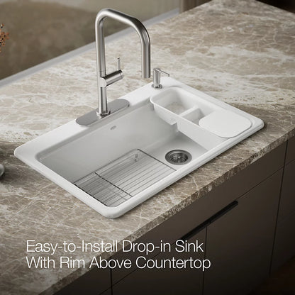 Kohler Riverby® 33" top-mount single-bowl workstation kitchen sink