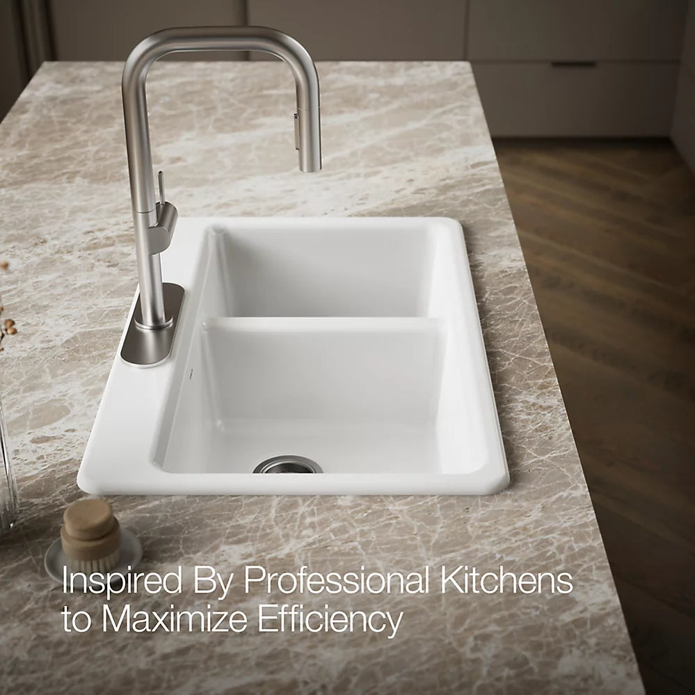 Kohler Riverby® 33" top-mount double-bowl kitchen sink