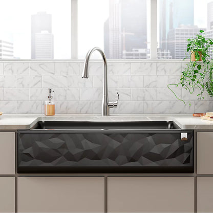 Kohler 34" undermount single-bowl farmhouse kitchen sink with faceted design