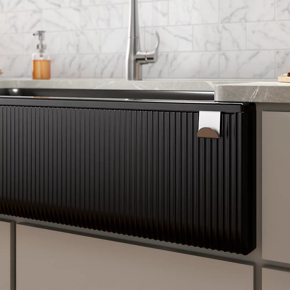Kohler 34" undermount single-bowl farmhouse kitchen sink with fluted design