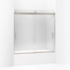 Kohler Sliding bath door, 59-3/4" H x 56-5/8 - 59-5/8" W, with 1/4" thick Crystal Clear glass