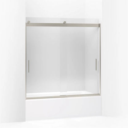 Kohler Sliding bath door, 59-3/4" H x 56-5/8 - 59-5/8" W, with 1/4" thick Crystal Clear glass