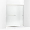 Kohler Sliding shower door, 70" H x 56-5/8 - 59-5/8" W, with 5/16" thick Crystal Clear glass
