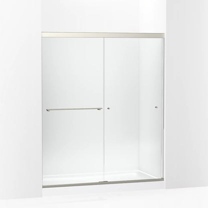 Kohler Sliding shower door, 70" H x 56-5/8 - 59-5/8" W, with 5/16" thick Crystal Clear glass