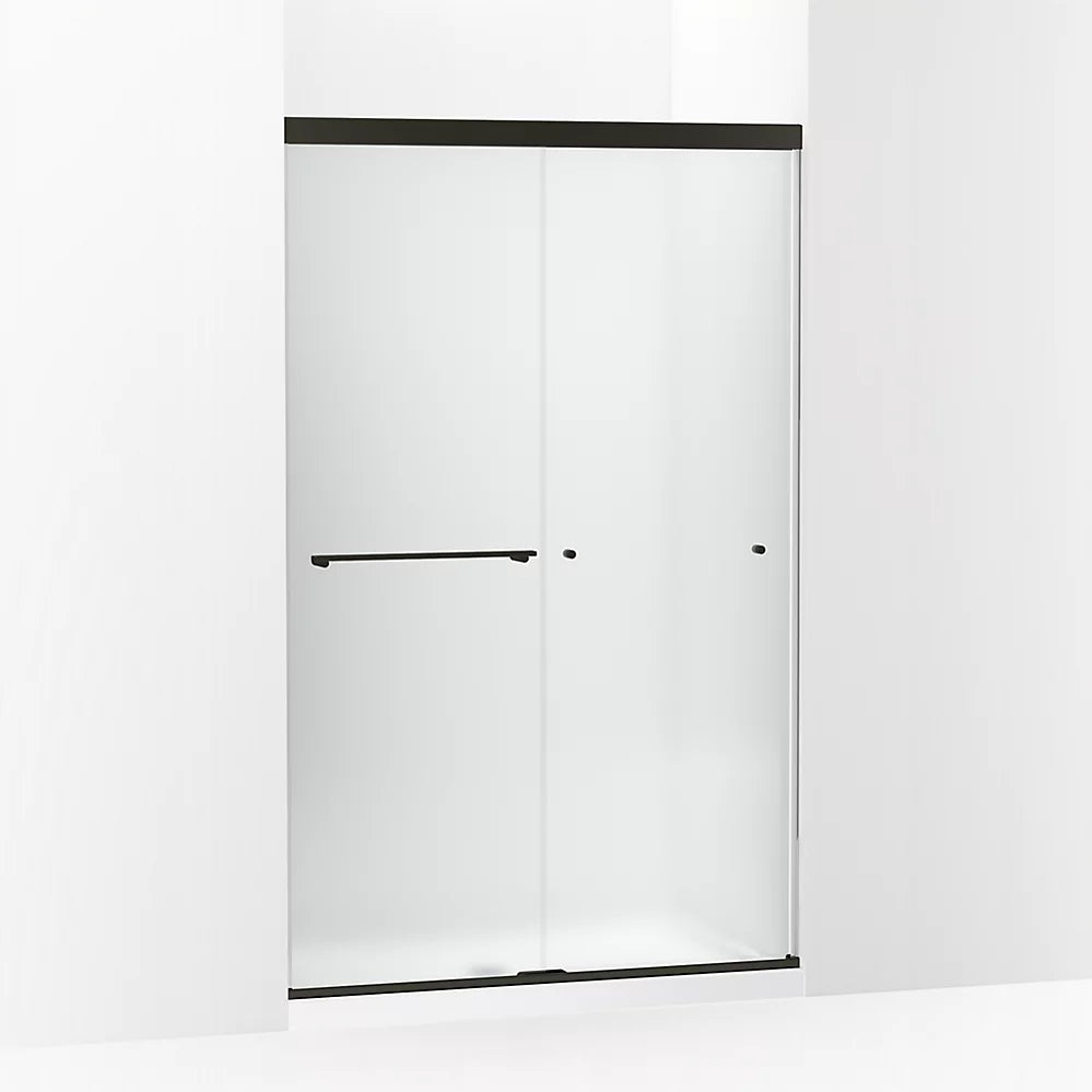 Kohler Sliding shower door, 76" H x 44-5/8 - 47-5/8" W, with 5/16" thick Frosted glass