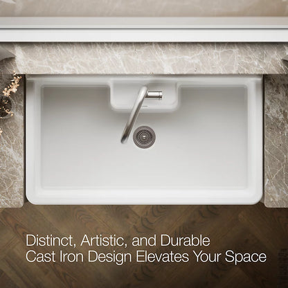 Kohler Farmstead® 45" top-/wall-mount single-bowl workstation farmhouse kitchen sink