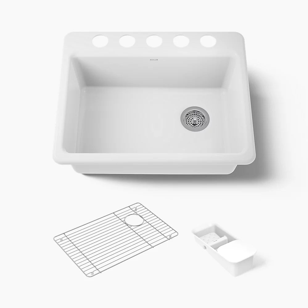 Kohler Riverby® 27" undermount single-bowl workstation kitchen sink
