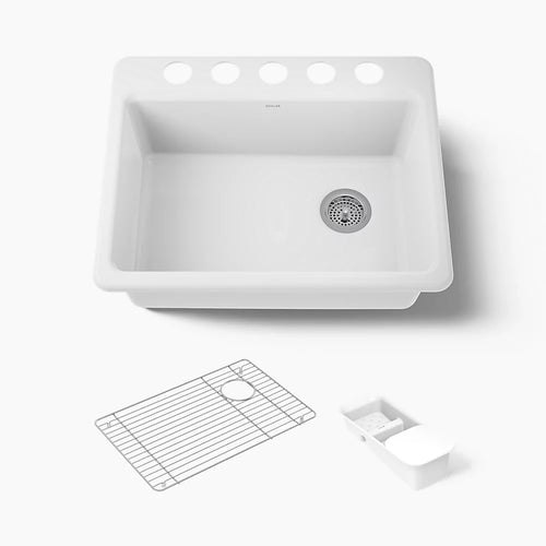 Kohler Riverby® 27" undermount single-bowl workstation kitchen sink