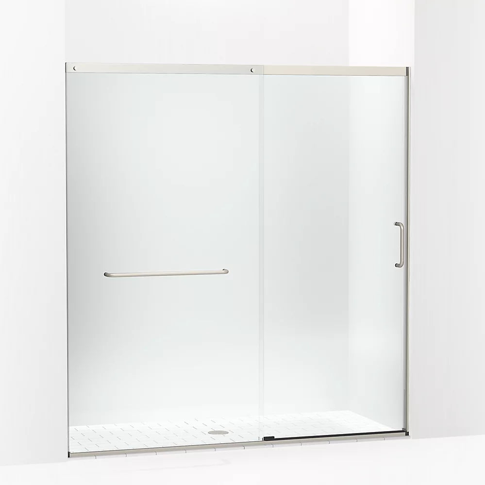 Kohler Sliding shower door, 75-1/2" H x 68-1/4 - 71-5/8" W, with heavy 5/16" thick Crystal Clear glass