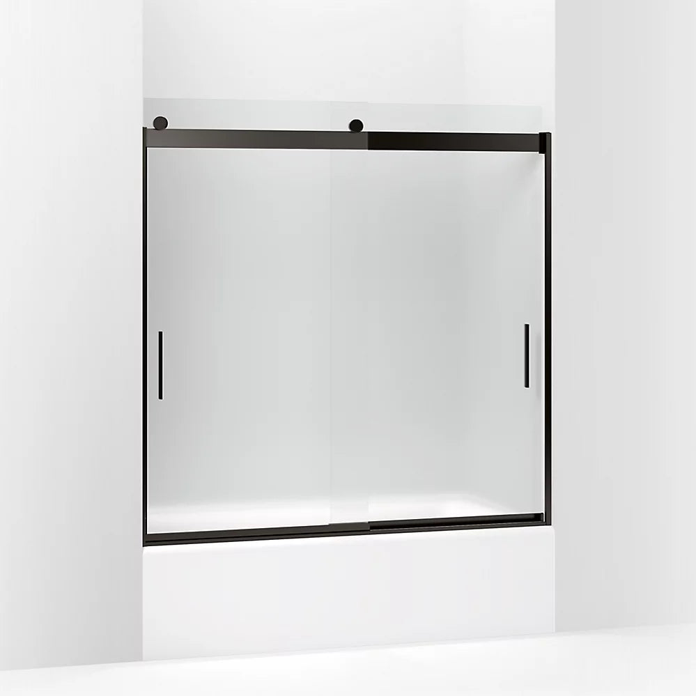 Kohler Sliding bath door, 59-3/4" H x 56-5/8 - 59-5/8" W, with 1/4" thick Frosted glass