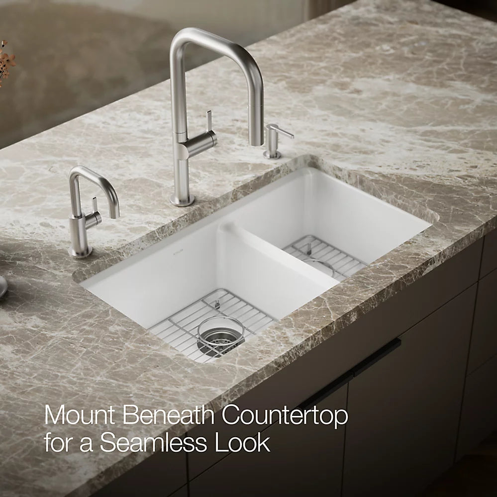Kohler Riverby® 33" undermount double-bowl kitchen sink