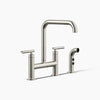 Kohler Two-hole bridge kitchen sink faucet with side sprayer