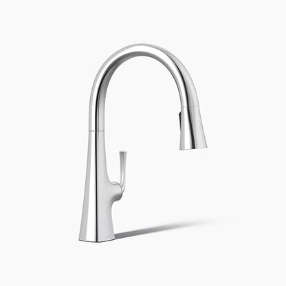 Kohler Pull-down kitchen sink faucet with three-function sprayhead