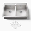 Kohler Vault™ 33" top-/undermount double-bowl kitchen sink