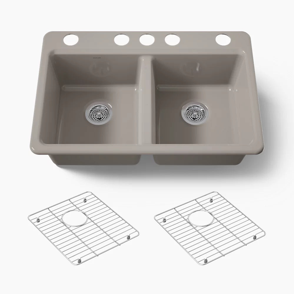 Kohler Riverby® 33" undermount double-bowl kitchen sink