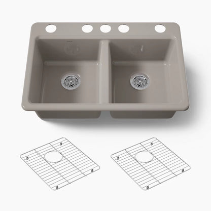 Kohler Riverby® 33" undermount double-bowl kitchen sink