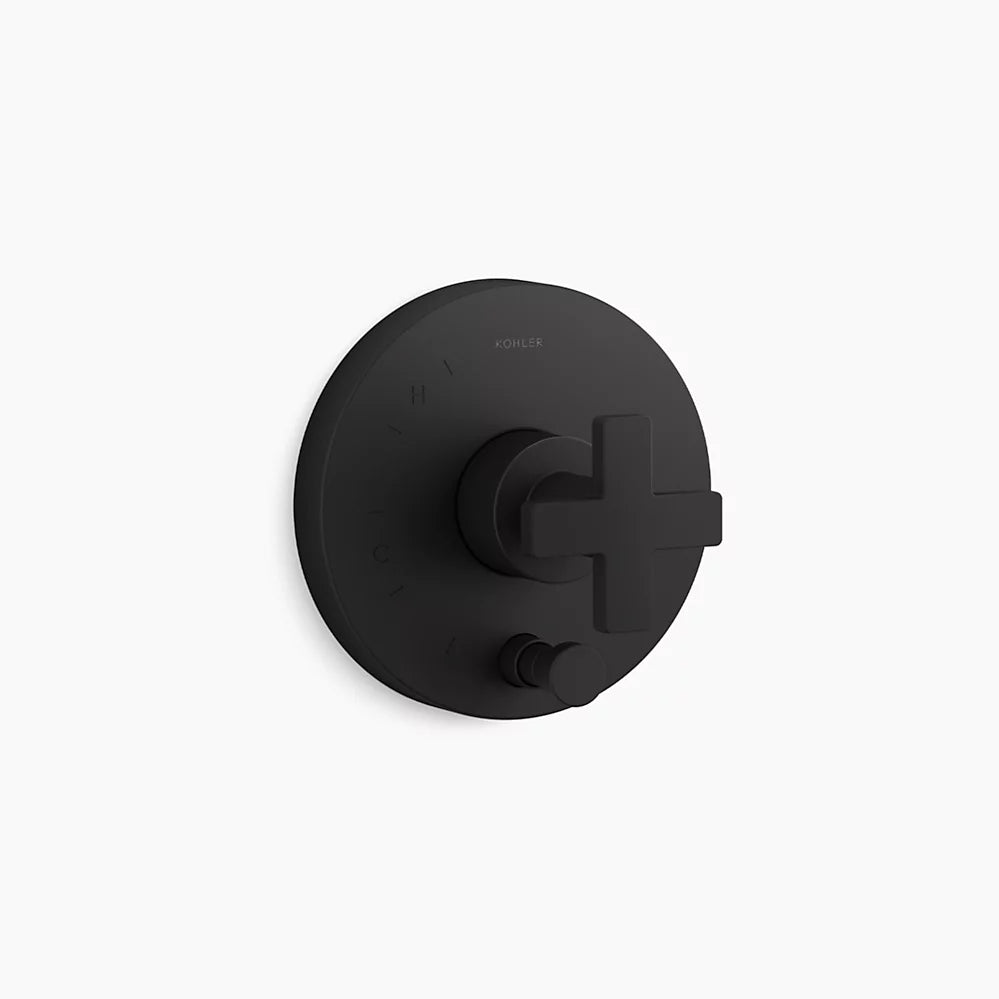 Kohler Rite-Temp® valve trim with push-button diverter and cross handle