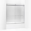 Kohler Sliding bath door, 62" H x 56-5/8 - 59-5/8" W, with 1/4" thick Crystal Clear glass