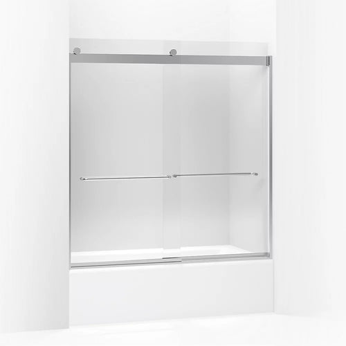 Kohler Sliding bath door, 62" H x 56-5/8 - 59-5/8" W, with 1/4" thick Crystal Clear glass