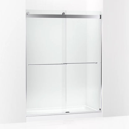 Kohler Frameless sliding shower door, 77-9/16" H x 56-5/8 - 59-5/8" W, with 5/16"-thick Crystal Clear glass