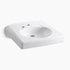 Kohler Wall-mount or concealed carrier arm mount commercial bathroom sink with single faucet hole, no overflow and left-hand soap dispenser hole