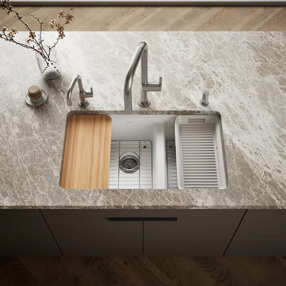 Kohler Riverby® 33" undermount double-bowl workstation kitchen sink