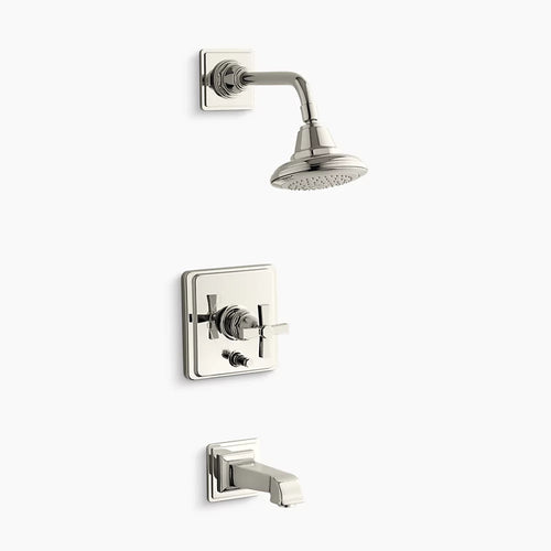 Kohler Rite-Temp® bath and shower trim kit with push-button diverter and cross handle, 2.5 gpm