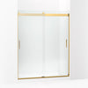 Kohler Sliding shower door, 74" H x 56-5/8 - 59-5/8" W, with 1/4" thick Crystal Clear glass
