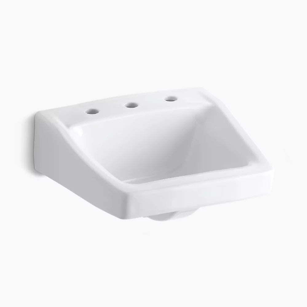 Kohler 19-1/4" x 17-1/4" wall-mount/concealed arm carrier bathroom sink with 8" widespread faucet hole