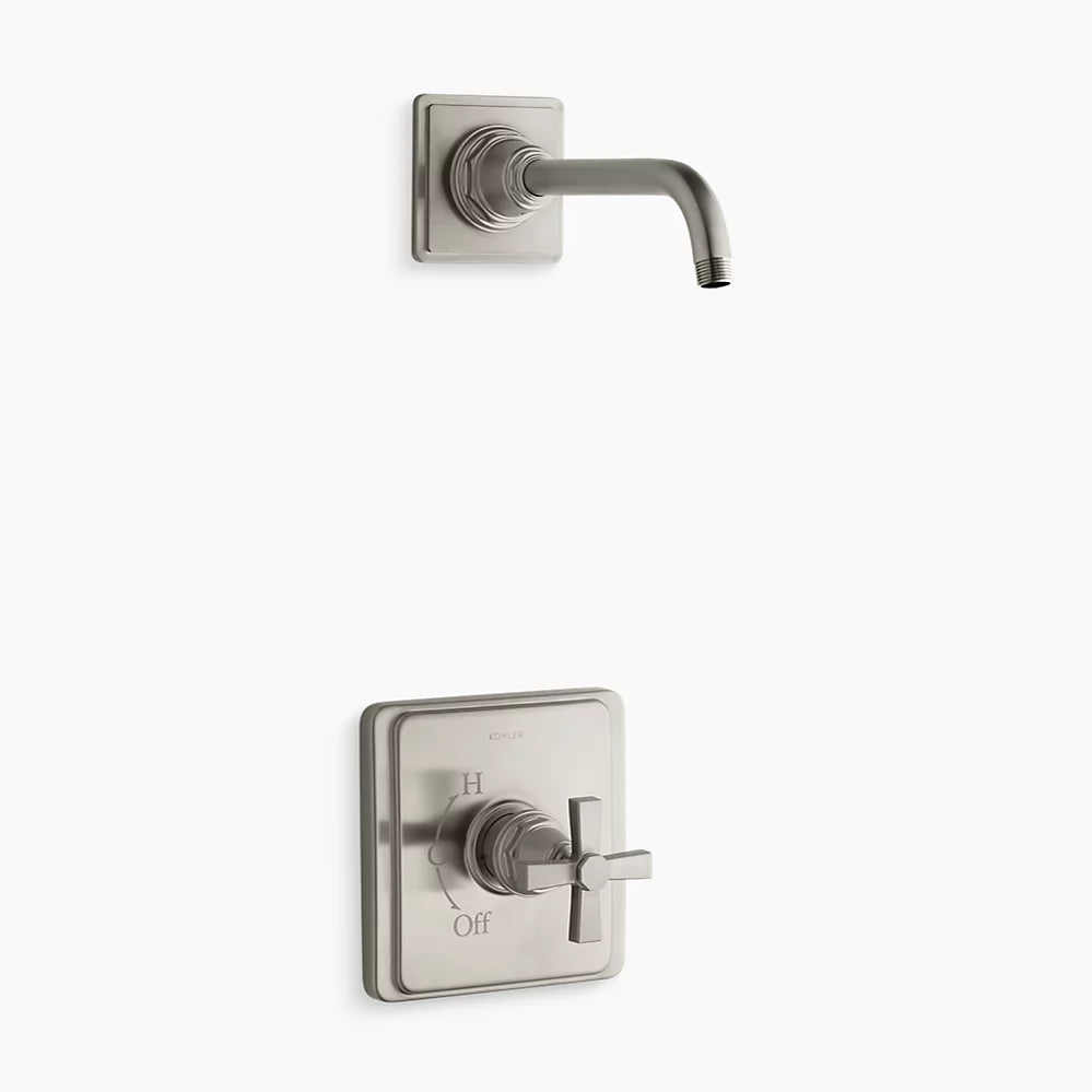 Kohler Rite-Temp® shower trim kit with cross handle, without showerhead