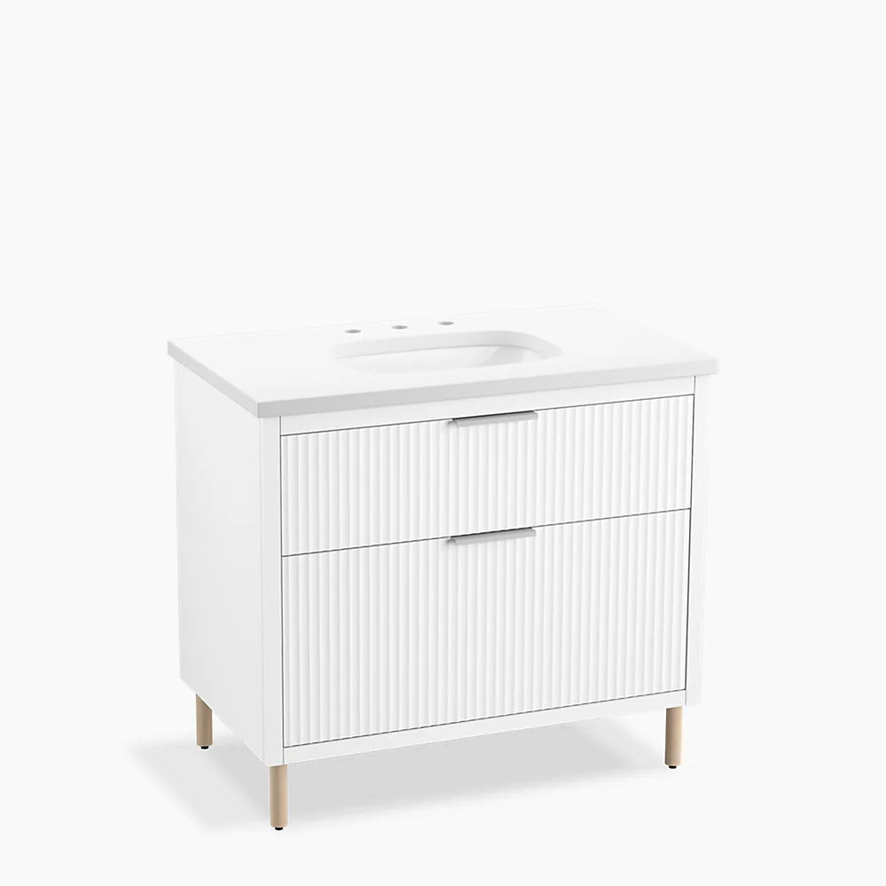 Kohler 36" wall-hung bathroom vanity cabinet with sink and quartz top