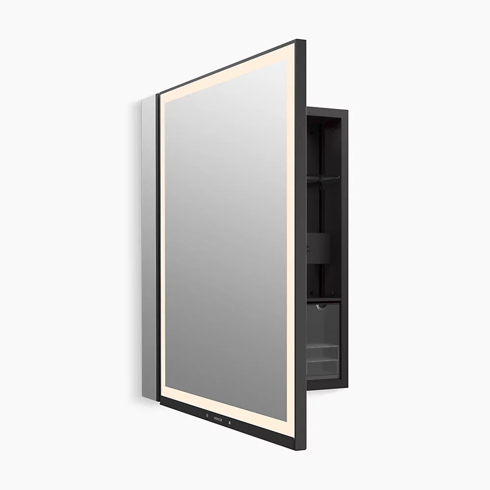 Kohler 24" x 32" lighted framed medicine cabinet, left-hinged