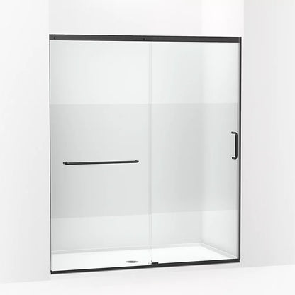 Kohler Sliding shower door, 75-1/2" H x 62-1/4 - 65-5/8" W with heavy 5/16" thick Crystal Clear glass with privacy band