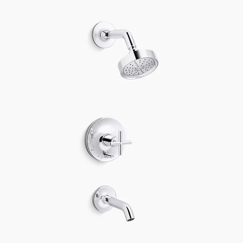 Kohler Rite-Temp® bath and shower trim kit with push-button diverter and cross handle, 1.75 gpm