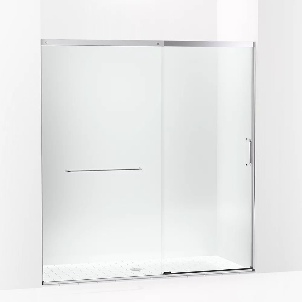 Kohler Sliding shower door, 75-1/2" H x 68-1/4 - 71-5/8" W, with heavy 5/16" thick Crystal Clear glass