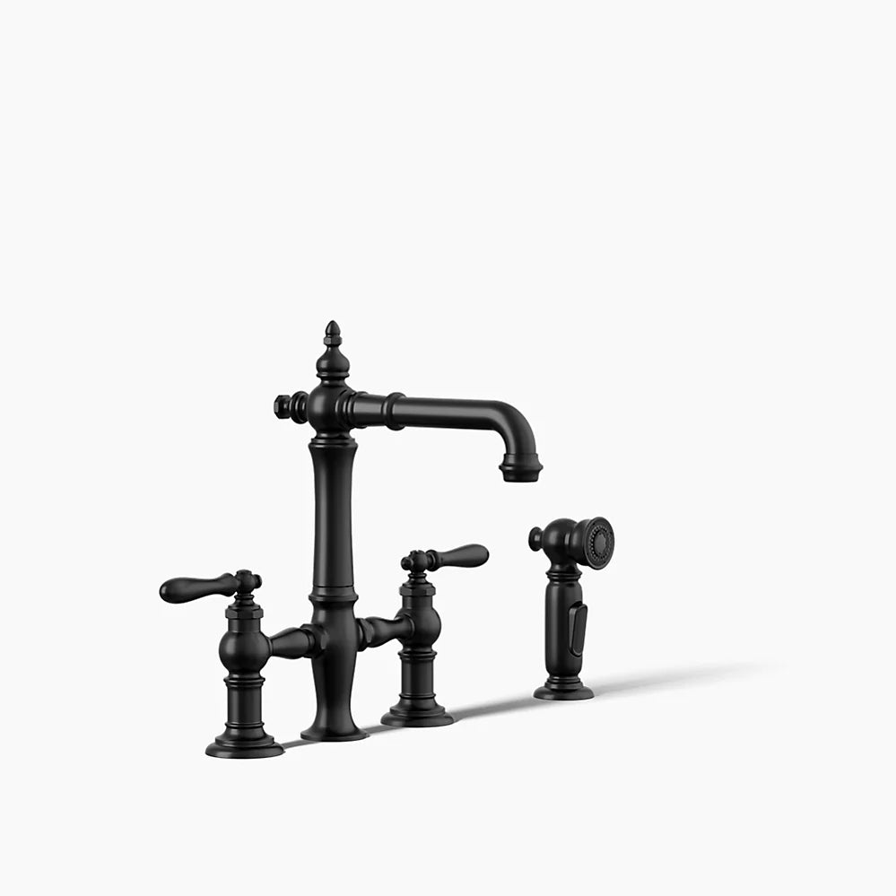 Kohler Two-hole bridge bar sink faucet with side sprayer